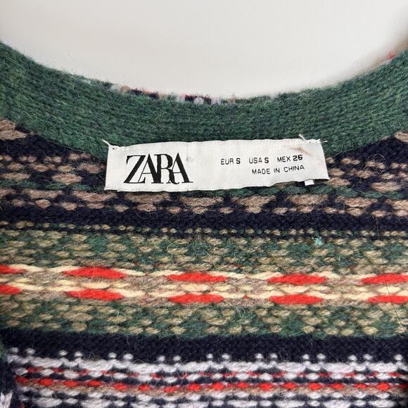Zara Christmas Sweater Vest Womens Small Fair Isle Knit Festive Holiday Cottage - Picture 2 of 6